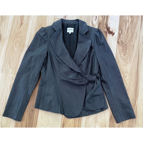 EUC Armani Collezioni Side Bow Wrap Tie Pattern Blazer Jacket 10 Made in Italy - Picture 8 of 11